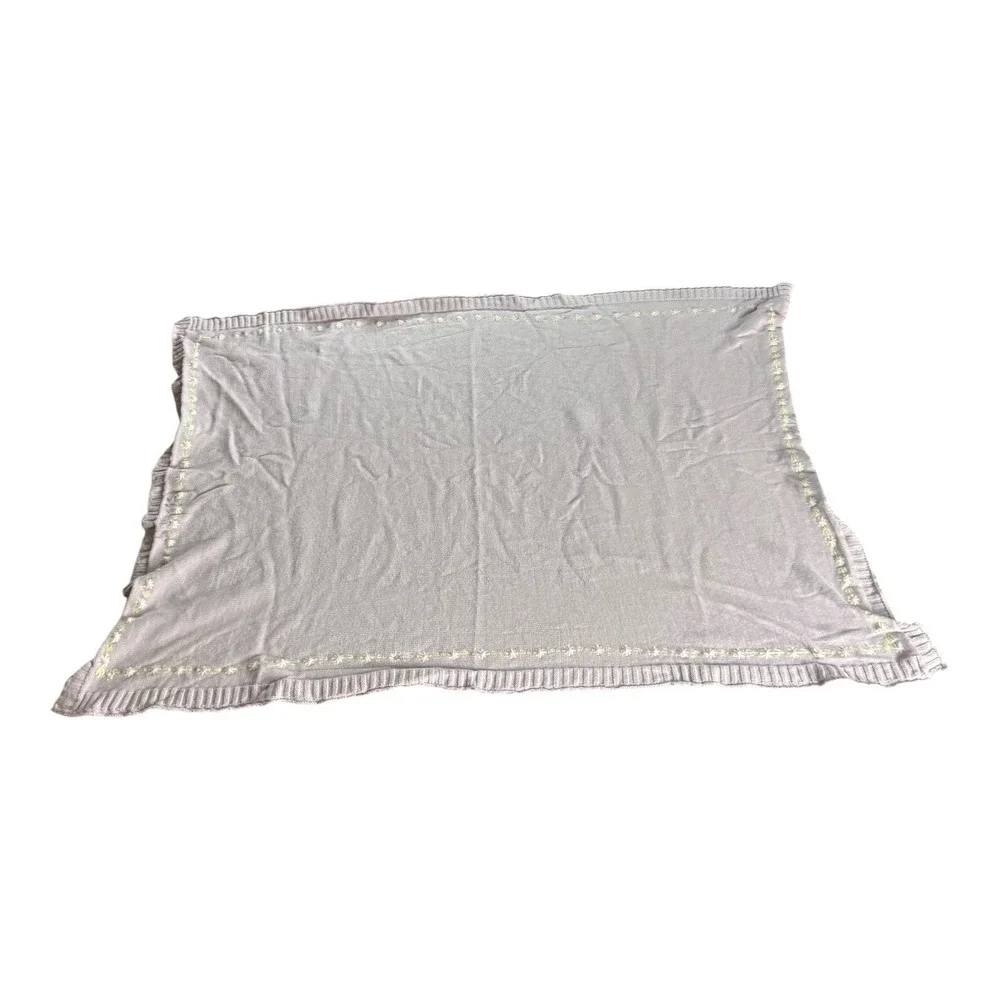2pc Baby‎ Blanket OS Purple Floral Knit Cottagecore Lightweight